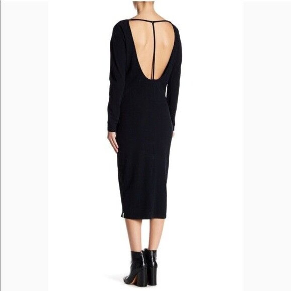 One Teaspoon Size S V-Neck Open Back Midi Dress Long Sleeve Lbd
